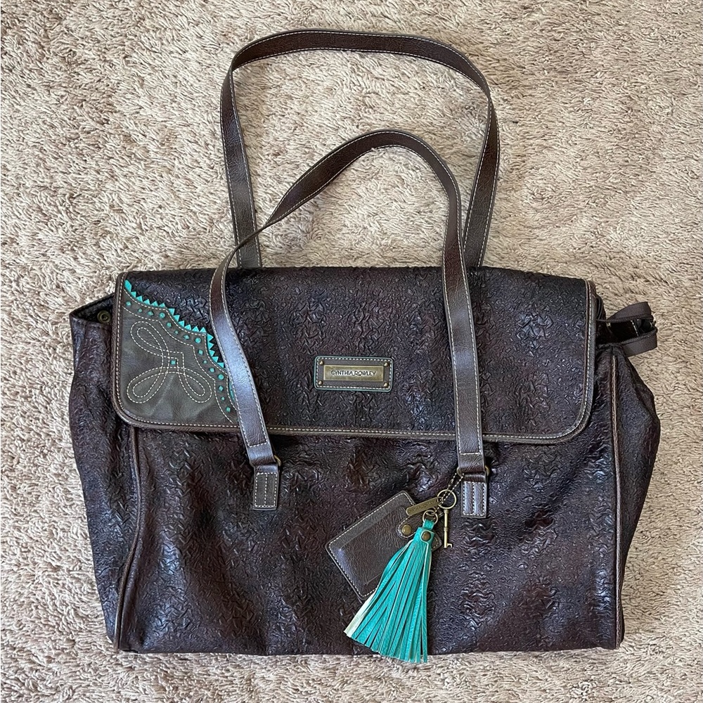 Cynthia Rowley western vibe, large carry on tote with zipper